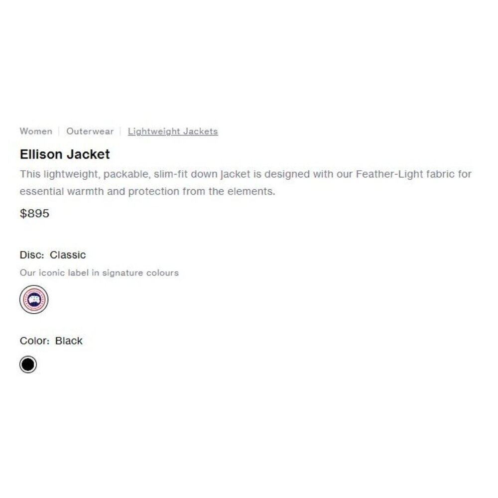 Canada Goose Ellison Jacket 2209L Lightweight Packable Coat Ladies Womens Medium - Picture 14 of 16
